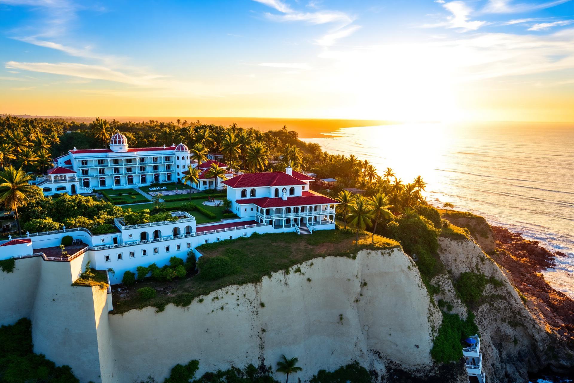The Leela Kovalam, A Raviz Hotel — clifftop resort at sunset